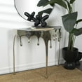 thumbnail image 3 of DecMode 36" x 32" Silver Aluminum Metal Half Moon Drip Abstract Console Table with Melting Designed Legs and Black Glass Top, 1-Piece, 3 of 12
