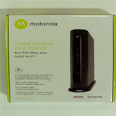 Refurbished Motorola 8x4 Cable Modem Gateway + Wi-Fi N450 GigE Router with Power Boost, Model MG7315, 343 Mbps DOCSIS 3.0, Certified by