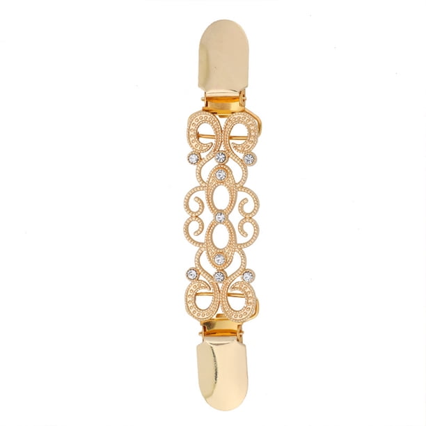 Jumpingount Clip para bufanda con diamantes de imitación, Clips para suéter de aleación galvanizada, Pin para chal tallado, joyería, accesorios de ropa, Accesorios de disfraces Oro Jumpingount AP008845-01