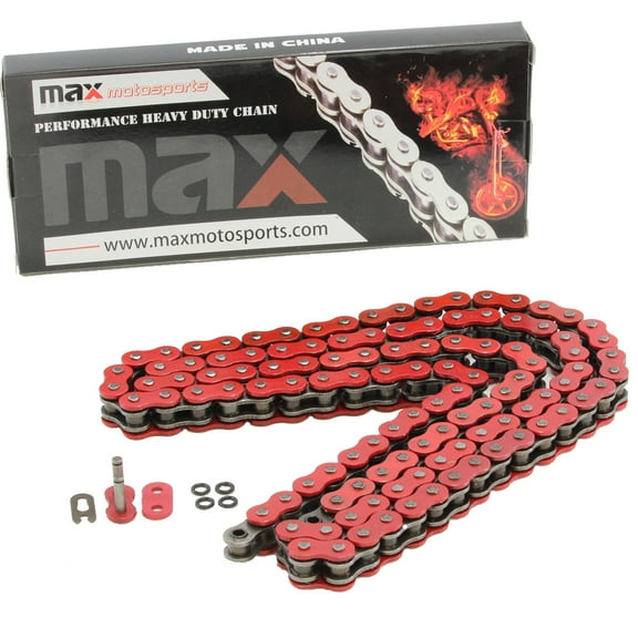 Max Motosports 520x150 O-Ring Drive Red Motorcycle Chain with 150 Links For Extended Swingarm