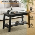 thumbnail image 6 of Acekid 2-Tier Coffee Table for Living Room, Coffee Table with Storage Shelf, Living Room Table Rectangular Center Table, Farmhouse Wood Coffee Table, 6 of 7