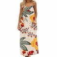 thumbnail image 6 of XIAOCHA Womens Summer Maxi Sundress Big Floral Print Thin Spaghetti Strap Deep Back Relaxed Fit Beach Dresses, 6 of 6