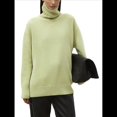 thumbnail image 2 of Suéter de Punto Grueso para Mujer, Jersey de Larga Cálido de Invierno, Top Informal. Amarillo-Verde Talla Única, 2 of 8