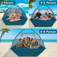 thumbnail image 3 of COMMOUDS Beach Tent, Sun Shelter for 3 Person, UPF 50+ Beach Sunshade Canopy, Portable, Easy Set-Up (Sky Blue), 3 of 9