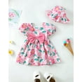 thumbnail image 3 of Baby Girls Clothes Toddler Girls Floral Dress 2T Girls Summer Dress 3T Girls Sundress Short Sleeve Dress with Cute Hat Pink, 3 of 9