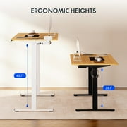 FLEXISPOT 55x28 مكتب منزلي بارتفاع أسود وخشب القيقب قابل للتعديل مكتب قائم على سطح المكتب مكون من قطعة كاملة