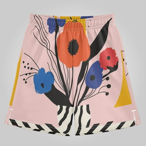 Boys' Athletic Shorts - Thick Polyester, Loose Fit, Full Print - Casual, Streetwear,Vector