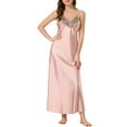 thumbnail image 2 of INSPIRE CHIC Women's Easter Satin Nightgown Floral V Neck Sleeveless Sleepwear Party Pajamas Dress XS Pink, 2 of 5