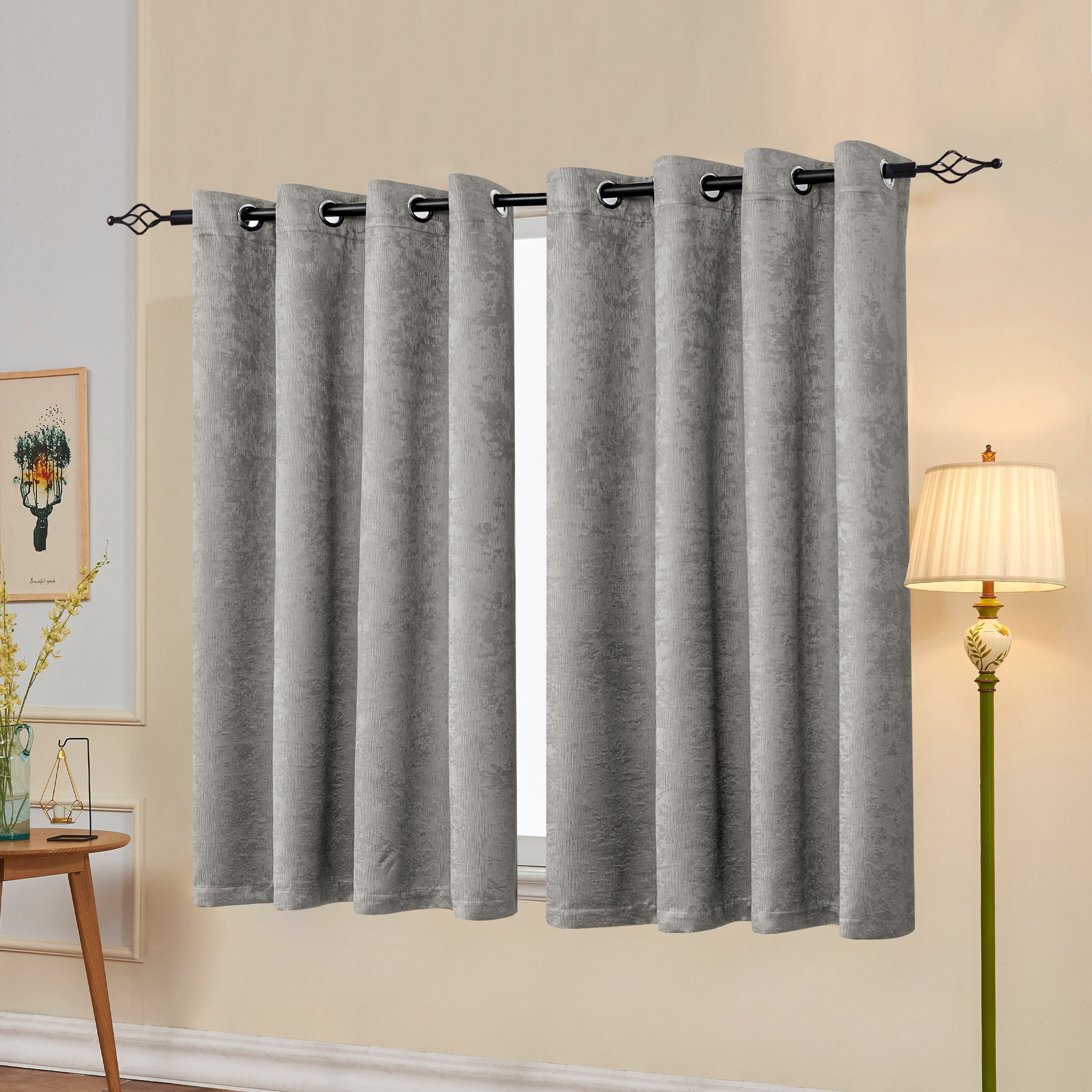 Subrtex Thermal Insulated Grommet Blackout Curtains for Bedroom, Set of 2 Panels, 52"×63", Light Grey