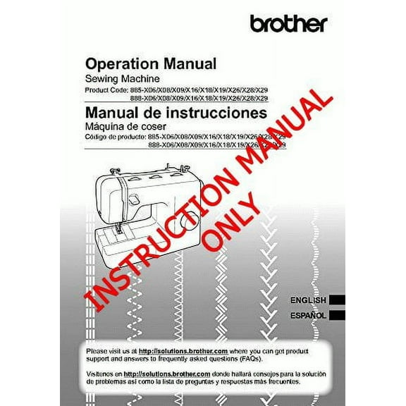 Brother XS37 Sewing Machine Owners Instruction Manual