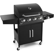 Stainless Steel Liquid Propane Gas Grill Cabinet Type Gas Grill with Side Burner Monument Grill Suitable for Outdoor, Patio, Garden