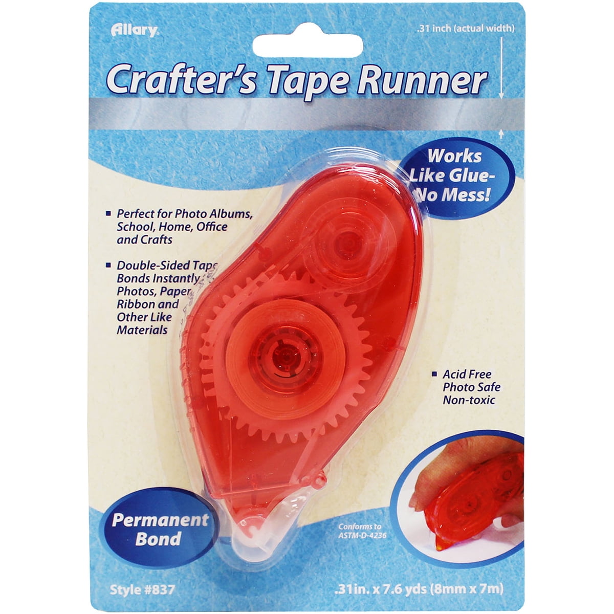 Crafter's Closet 1/4 Acid-Free Permanent Adhesive Tape Runner, Double  Sided Glue Tape, 21.6