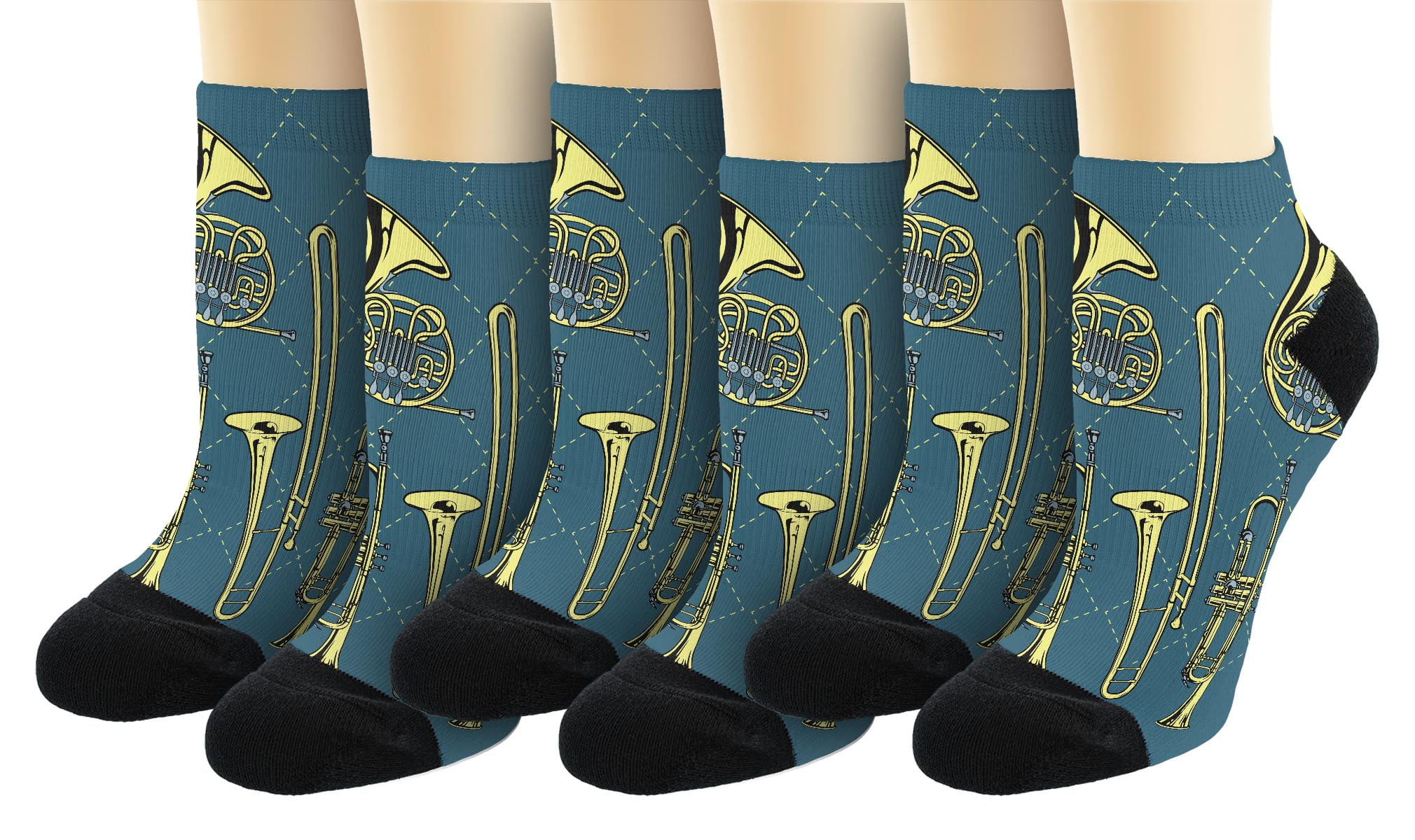 Golden Trumpet Novelty Cotton Crew Socks Fashion Ankle Dress Socks For Men&Women
