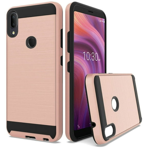 GSA Brushed Metal Hybrid Case for Alcatel 3V - Rose Gold/Black