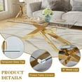 thumbnail image 3 of 3-Piece Tempered Glass Table Set, Coffee Table, Console Table & End Table with Geometric Metal Legs for Living Room, Office, 3 of 9