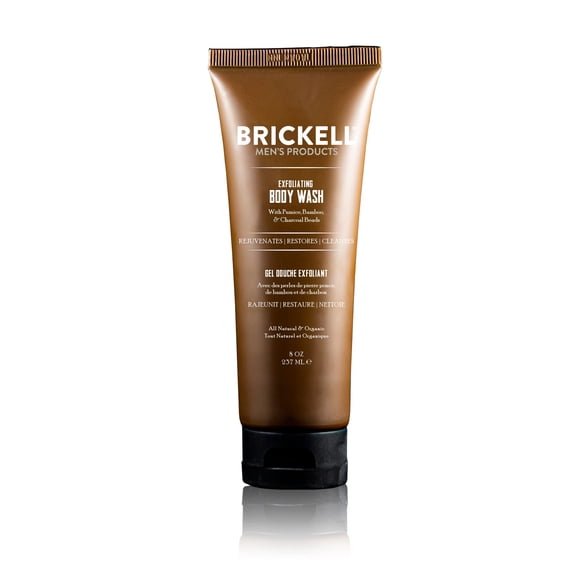 Brickell Jabón corporal exfoliante para hombres Exfoliante corporal natural y orgánico y gel de baño para limpiar y revelar una piel fresca y clara, 8 onzas perfumadas (menta fresca 8 oz)