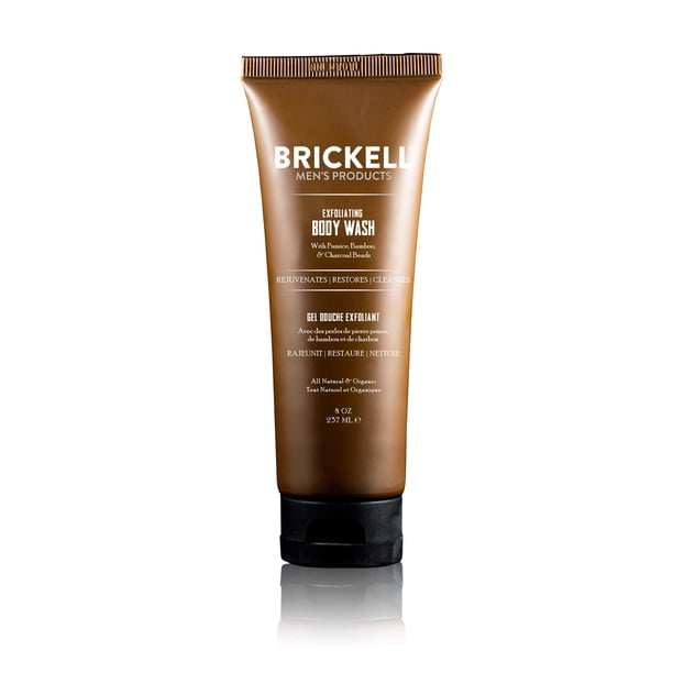 Brickell Jabón corporal exfoliante para hombres Exfoliante corporal natural y orgánico y gel de baño para limpiar y revelar una piel fresca y clara, 8 onzas perfumadas (menta fresca 8 oz)