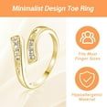 thumbnail image 2 of HWZWT Waterproof Stainless Steel Toe Ring No Fading Diamond Jewelry Cute Adjustable Big Toe Ring, 2 of 5