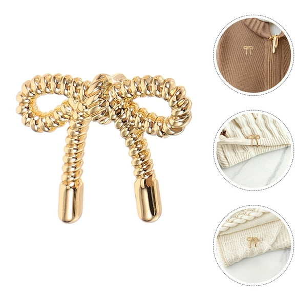 Minkissy 20Pcs Mini Alloy Bow Buttons Fastening for Women Coat in Golden Decorative Style