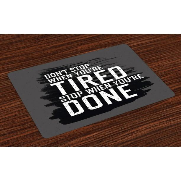 Fitness Placemats Set of 4 Motivational Quote Don't Stop Encouraging