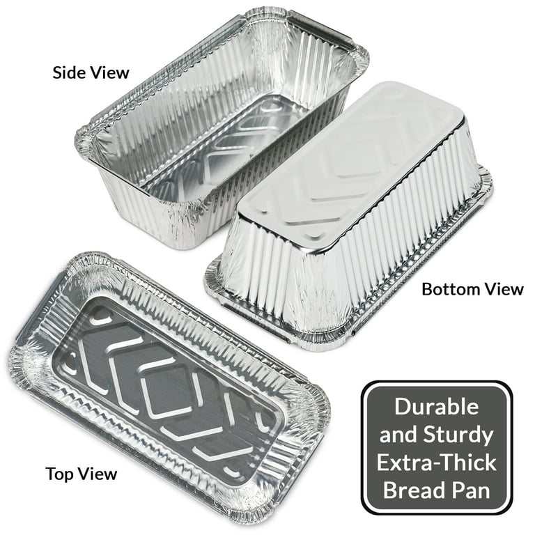 Spare Essentials 65 Pack – 2Lb Aluminum Loaf Pans - Disposable Bread Pans  for Baking Banana Bread, Cakes & Meatloaf - Bakeware for Food Serving -  8.5