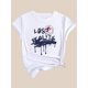 thumbnail image 4 of Letter Print Casual T-Shirt, Crew Neck Short Sleeves Fashion Sports Tee, Women's Comfy Tops, 4 of 7