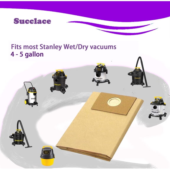 3PCS Disposable Filter Bag Replacement for Stanley 4-5 Gallon Wet/Dry Vacuums, 25-1230