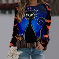 thumbnail image 2 of Moda mujer Casual Halloween impreso manga larga cuello redondo sudadera Tops blusa Pompotops FGAJ6054, 2 of 5