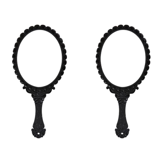 EeaseMX 2 espejos de maquillaje portátiles vintage, espejos creativos (negro)