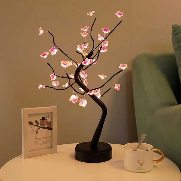 Lámpara de árbol artificial PXBNIUYA Cherry Blossom 36 LED blanco cálido