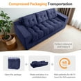 thumbnail image 6 of BYBYME 3 Seater Couch with Tufted Cushion & Backrest,Corduroy Floor Sofa with Armrests for Living Room Bedroom Office,Sofa in A Box,No Assembly Required,Navy, 6 of 8