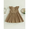 thumbnail image 6 of Arvbitana Toddler Baby Girl Party Princess Dresses Sleeveless Ruffle Neck A-Line Dress Summer Cute Loose Fit Cotton Linen Sundress 6M-4T, 6 of 9