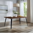 thumbnail image 2 of Homy Casa 1-Piece Dining Table Wood Grain Top Metal Legs Modern Dining Room Kitchen Dark Brown, 2 of 9