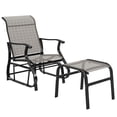 thumbnail image 2 of Outsunny Outdoor Glider Chair with Ottoman, 2-Piece Patio Glider Set with High Back, Wide Seat, Breathable Mesh for Porch, Garden, Backyard, Gray, 2 of 9