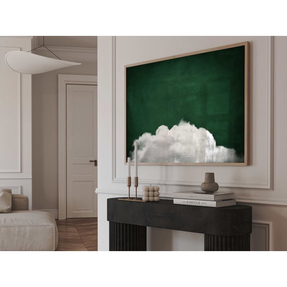Emerald Green Cloud Modern Landscape Above Bed Above The Bed Bedroom Living Room Serene Decor Wall Art Unframed Paper Print