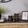 thumbnail image 2 of Northlight Laser-Cut Iron Votive Candle Holders - 6.25" - Black and Gold Finish - Set of 3, 2 of 6