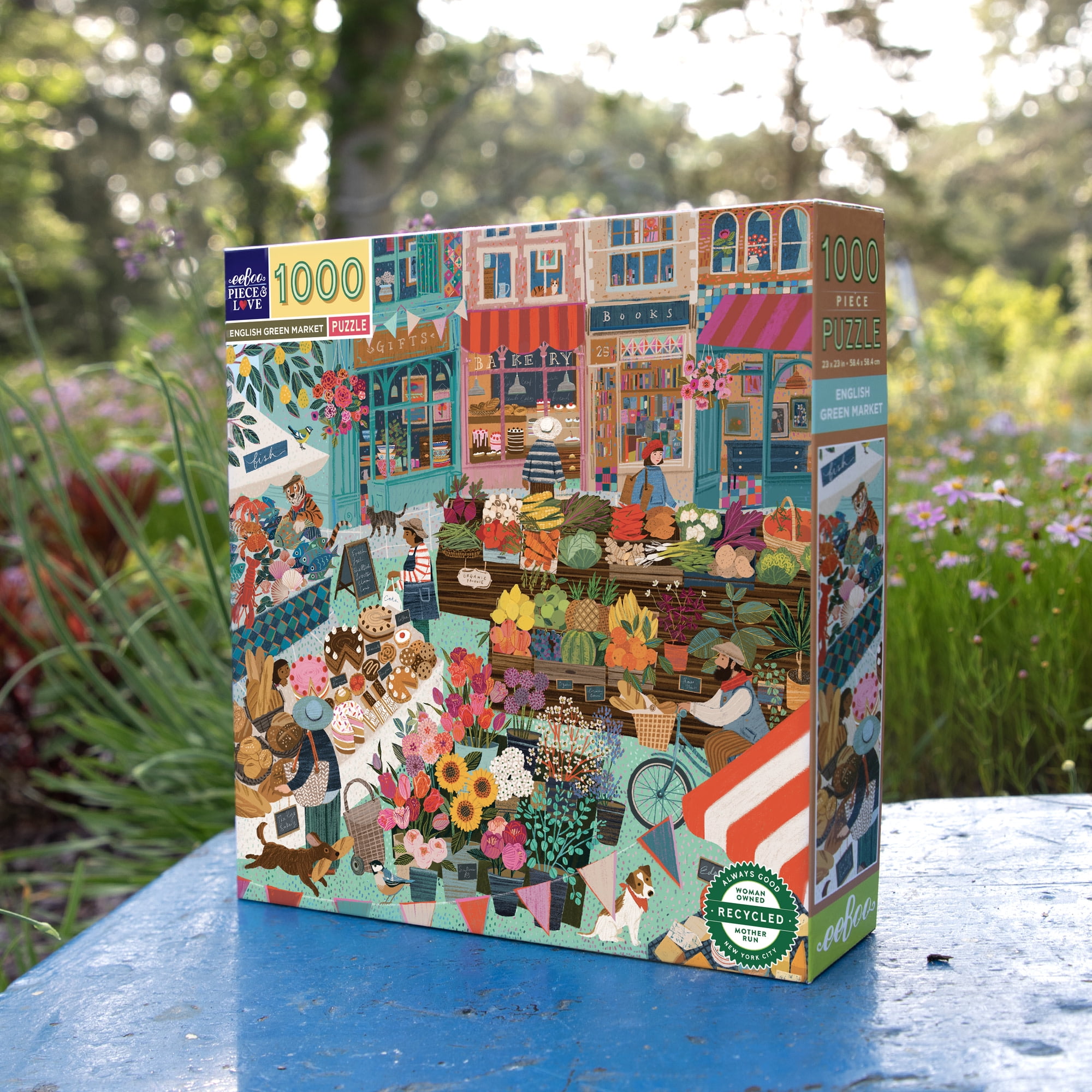 eeBoo Piece & Love: English Green Market - 1000 Piece Puzzle - Adult Square Jigsaw, 23x23", Includes Image Reference Insert, High-Quality Pieces