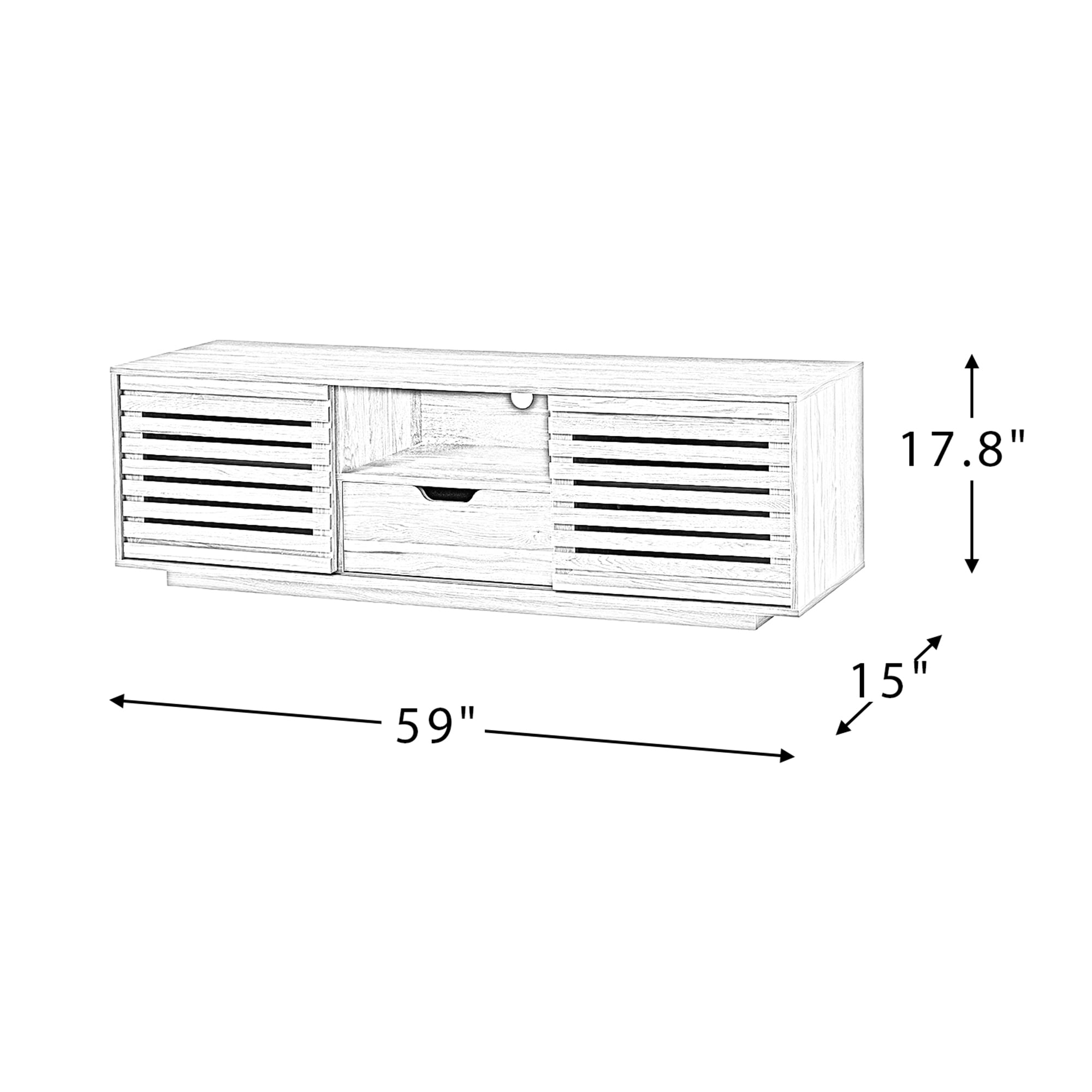 Kadyn Solid Wood TV Stand, TV Cabinet with Storage and Two Slatted Sliding Doors and Drawers, TV Entertainment Center for TVs up to 65", Natural Kadyn Solid Wood TV Stand, TV Cabinet with Storage and Two Slatted Sliding Doors and Drawers, TV Entertainment Center for TVs up to 65", Natural