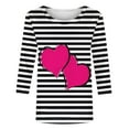 thumbnail image 5 of Valentines Shirts for Women Plus Size S-5XL Cute Hearts Print 3/4 Sleeve Crewneck Tshirts Tunic Tops Holiday (2XL, Black 02), 5 of 6