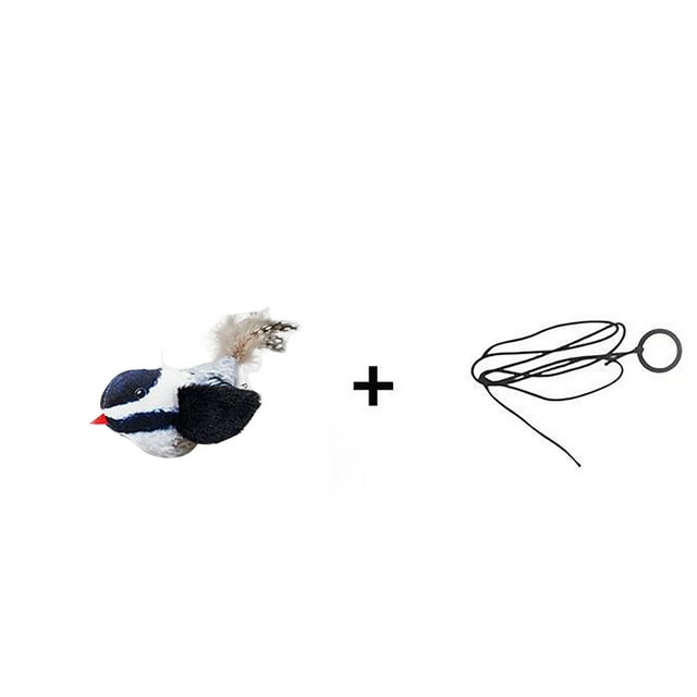Pet Hanging Simulation Bird Toy, Chirping Sound & Elastic Cord, Realistic Movement, Adjustable Durable PVC, Relieves Boredom for Indoor Cats