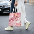thumbnail image 6 of Canvas Bag Tote Bag Shopping Bag 16×15in Can Be Carried By Hand And Can Be Used For Daily Travel Such As Shopping And Going To Work Pink Marble_1, 6 of 8