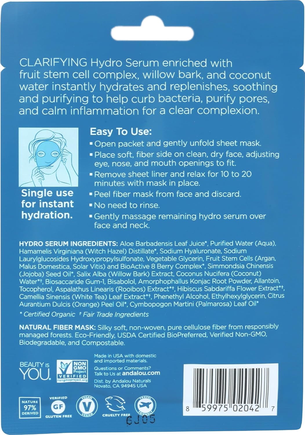 (Pack Of 6) Andalou Naturals Mask Facial Pure Pore Serum 0.6 Fl Oz