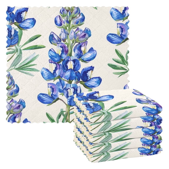Bluebonnets Watercolor Dish Cloths Dish Towels Cleaning Cloths Quick Drying Reusable 11" x 11" Set of 6
