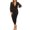 Black, variant on eVogues Plus Size Long Bubble Sleeve V-Neck Bodysuit Black
