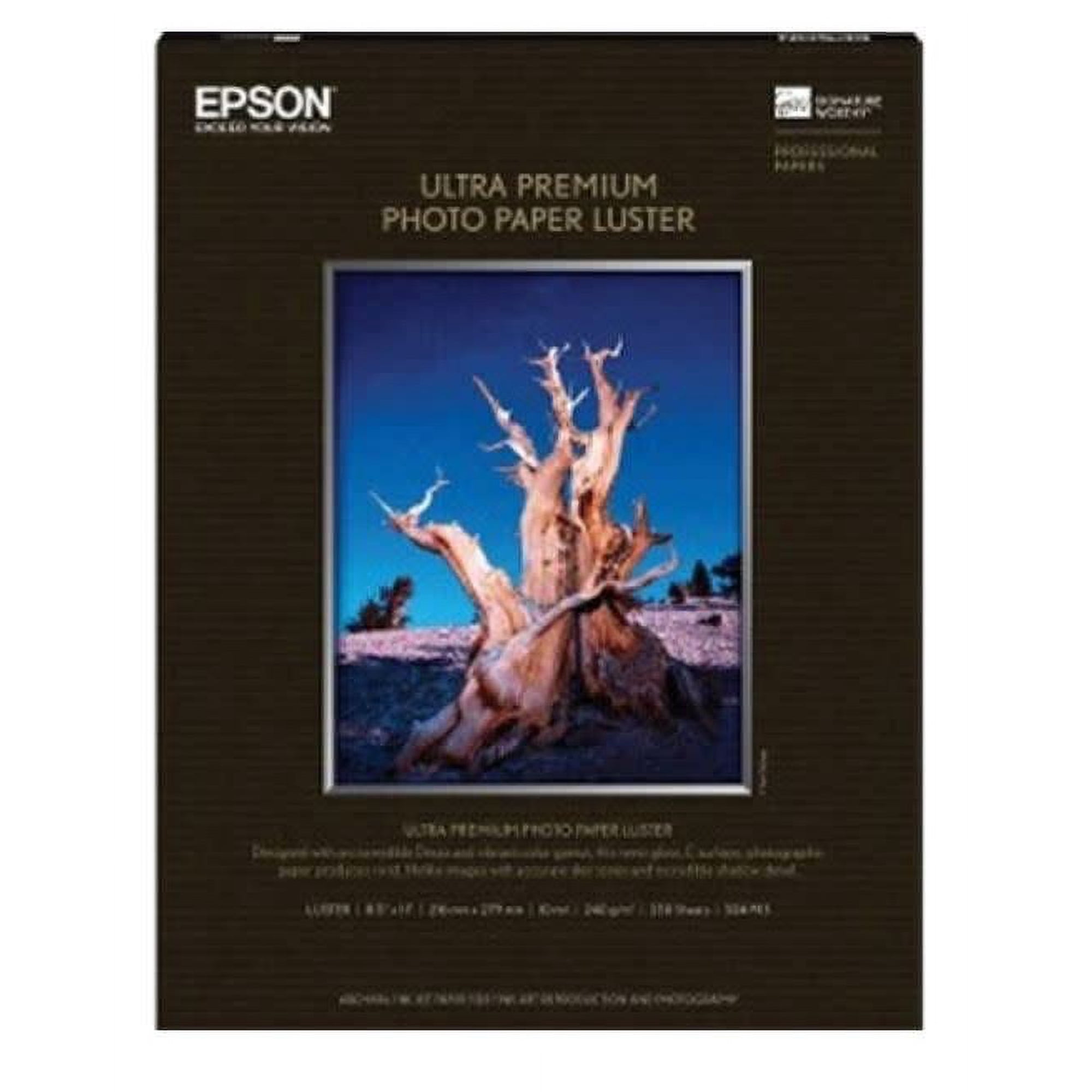 Epson Ultra Premium Photo Paper Luster 8.5X11 250 Sheets, White