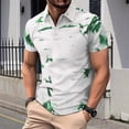 thumbnail image 1 of Camisas Elvqul Hombre Casuales Verde Manga Corta con Estampado de Bloques de Color Solapa Botones, 1 of 5
