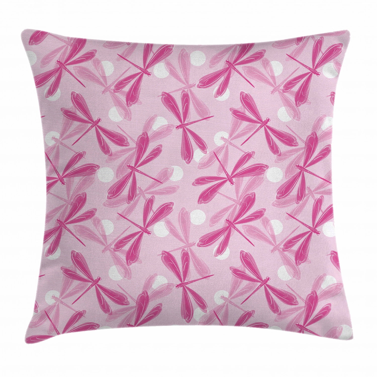 Dragonfly Throw Pillow Cushion Cover, Vibrant Spring Theme Beauty