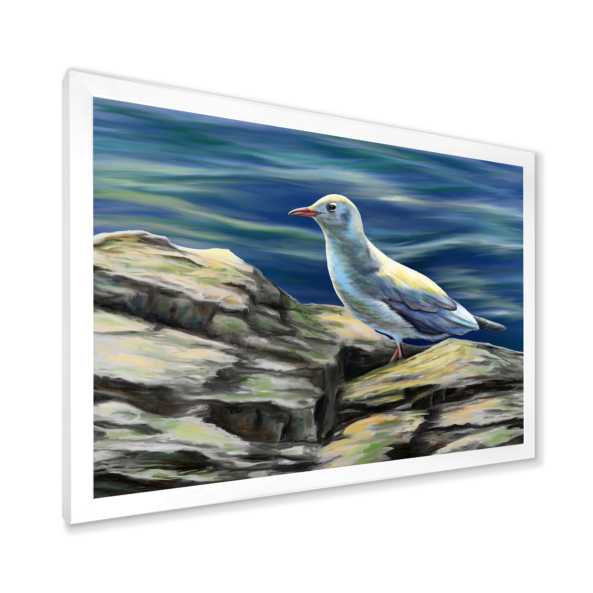 Designart 'Portrait of Seagull Birds By The Sea' Nautical & Coastal Framed Art Print