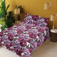 thumbnail image 2 of Ambesonne Flowers Fitted & Flat Sheet with Sham 3 Pcs Set, Watercolor Spring Peony, Twin XL, Lilac Pink and Raspberry, 2 of 5