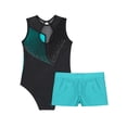 thumbnail image 6 of Aislor Kids Girls Shiny Diamond Sleeveless Gymnastics Leotard Biketard with Shorts Set Workout 6-14 Blue Green 12, 6 of 7